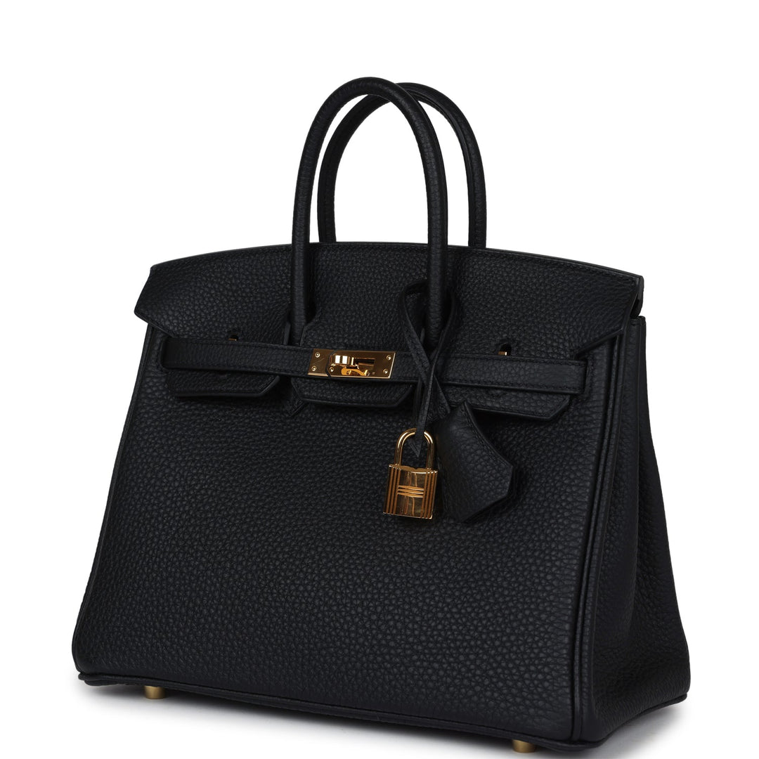 New Hermes Birkin 25 Black Togo Gold Hardware