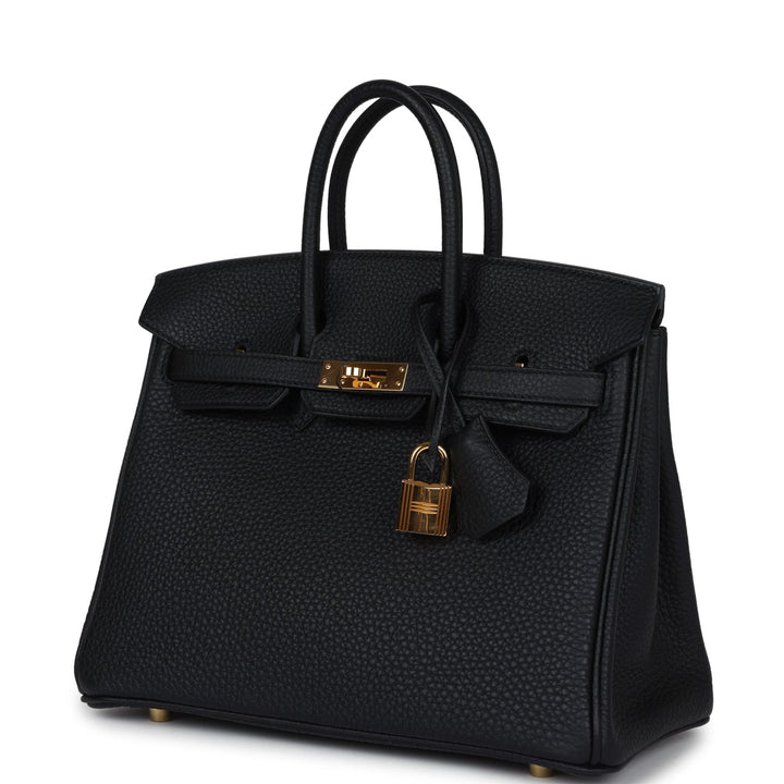 New Hermes Birkin 25 Black Togo Gold Hardware