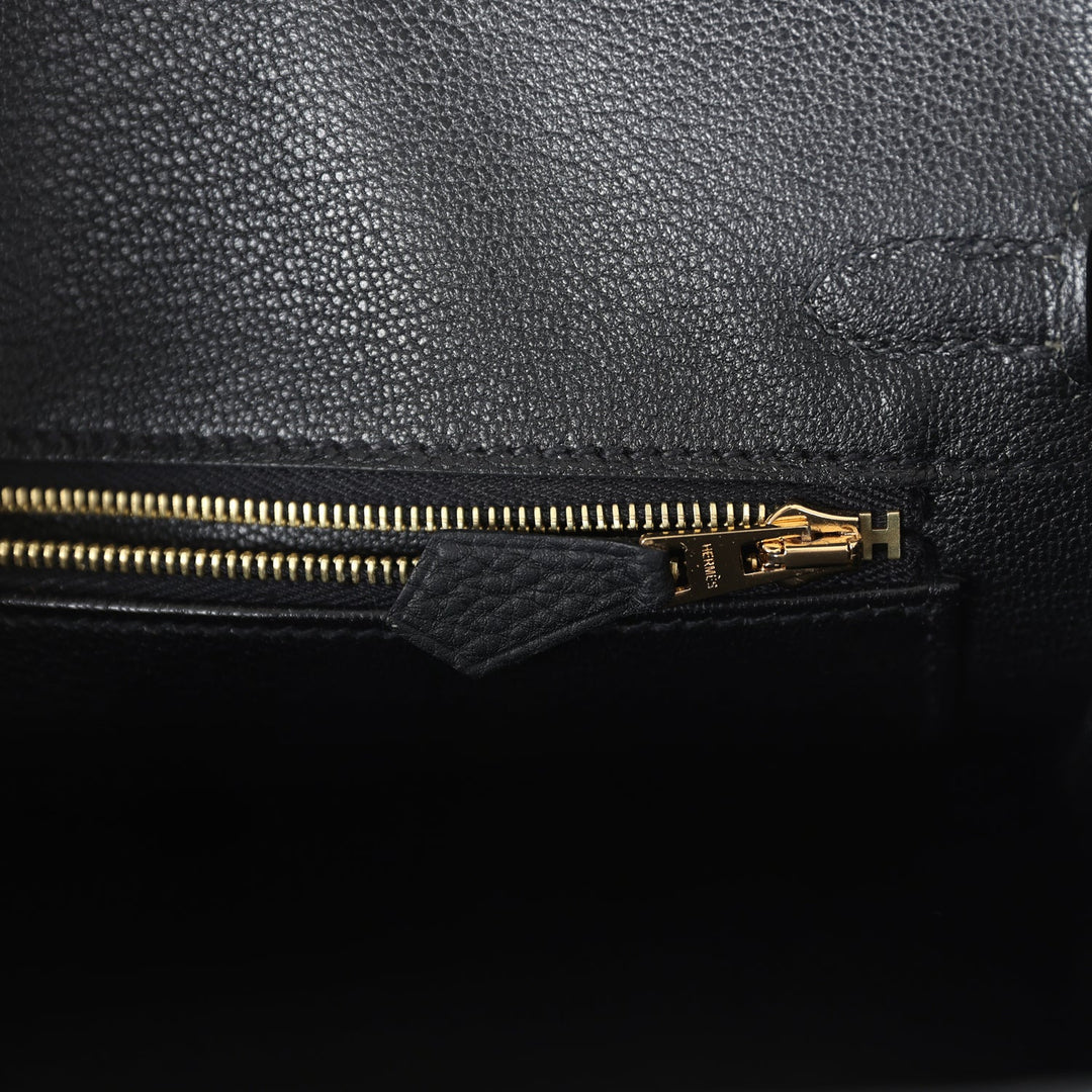 New Hermes Birkin 25 Black Togo Gold Hardware