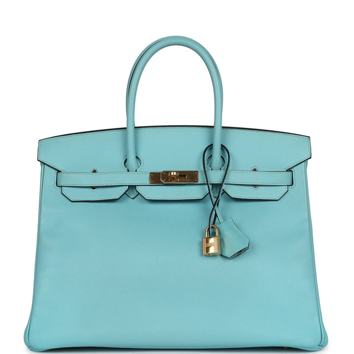 Hermes Birkin 35 Bleu Atoll Epsom Gold Hardware