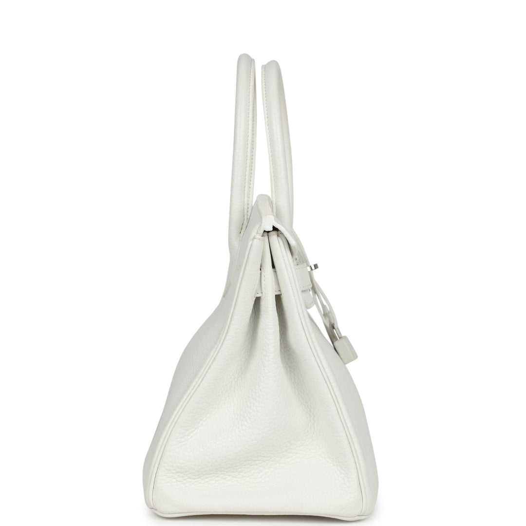 New Hermes Birkin 30 White Clemence Palladium Hardware
