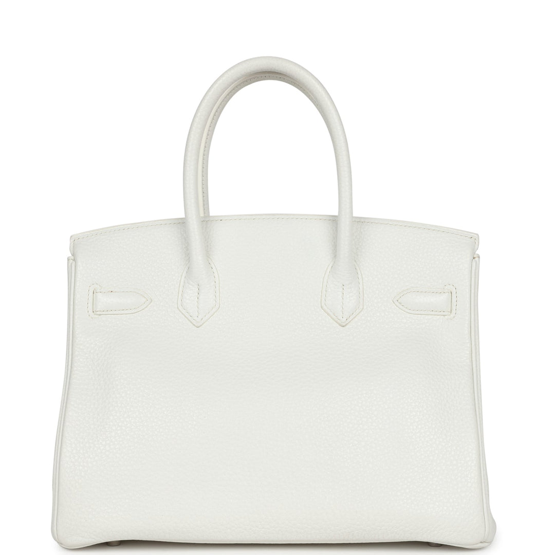 New Hermes Birkin 30 White Clemence Palladium Hardware