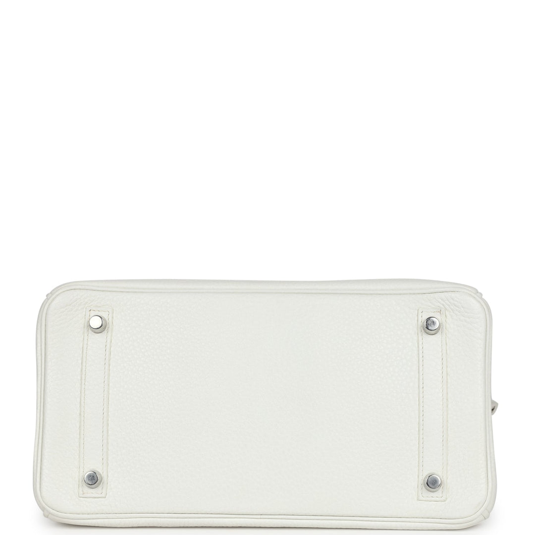 New Hermes Birkin 30 White Clemence Palladium Hardware