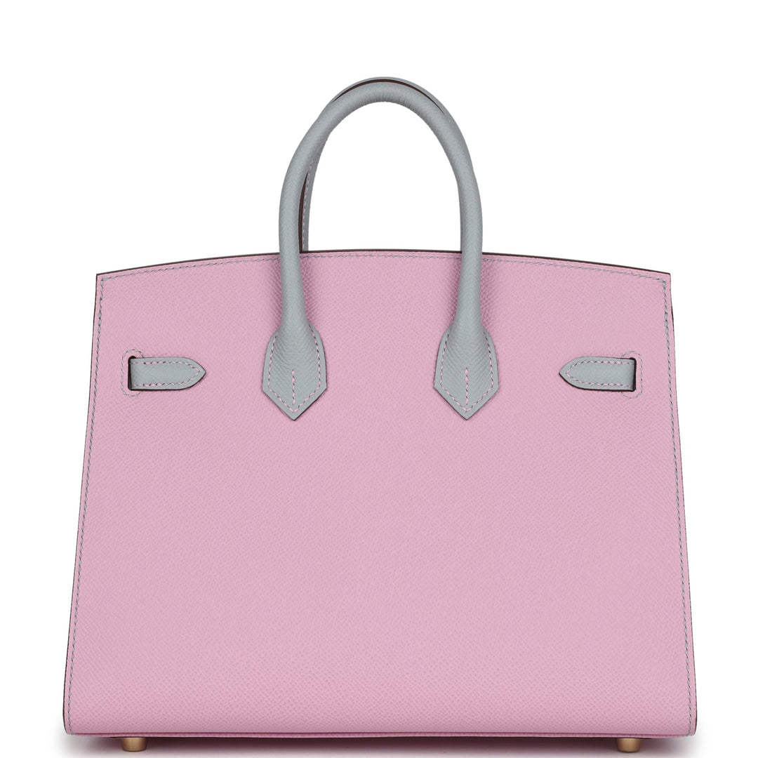 Hermes Special Order (HSS) Birkin 25 Mauve Sylvestre and Bleu Glacier Epsom Brushed Gold Hardware