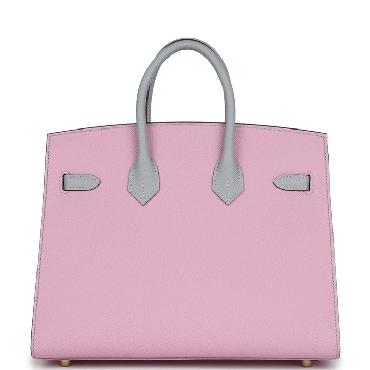 Hermes Special Order (HSS) Birkin 25 Mauve Sylvestre and Bleu Glacier Epsom Brushed Gold Hardware