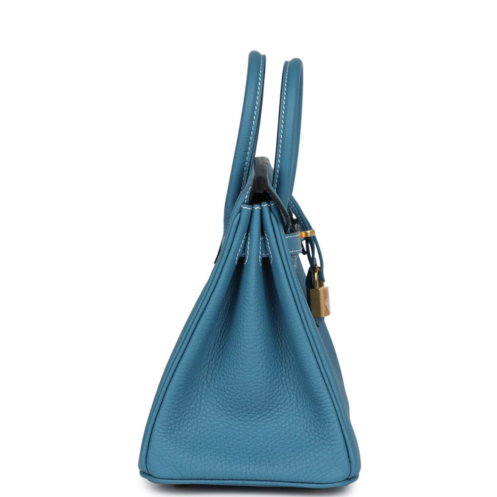 Hermes Birkin 25 Blue Jean Togo Gold Hardware