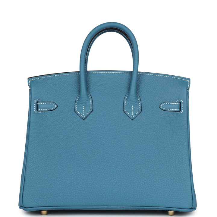 Hermes Birkin 25 Blue Jean Togo Gold Hardware