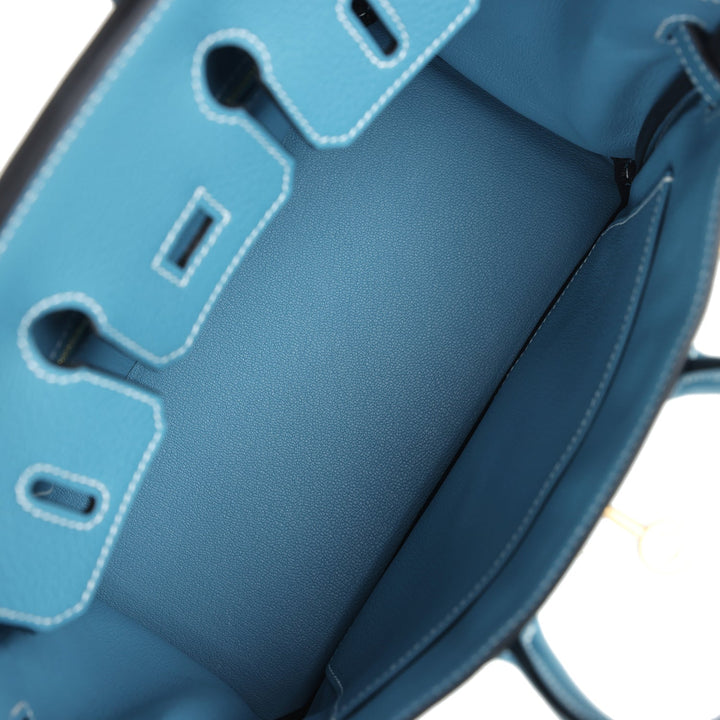 Hermes Birkin 25 Blue Jean Togo Gold Hardware