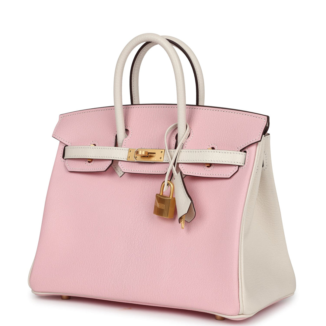 Hermes Special Order (HSS) Birkin 25 Rose Sakura and Nata Chevre Brushed Gold Hardware