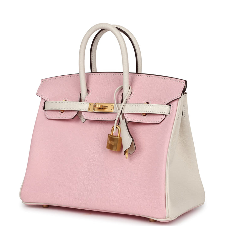 Hermes Special Order (HSS) Birkin 25 Rose Sakura and Nata Chevre Brushed Gold Hardware