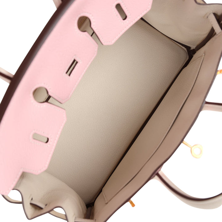 Hermes Special Order (HSS) Birkin 25 Rose Sakura and Nata Chevre Brushed Gold Hardware