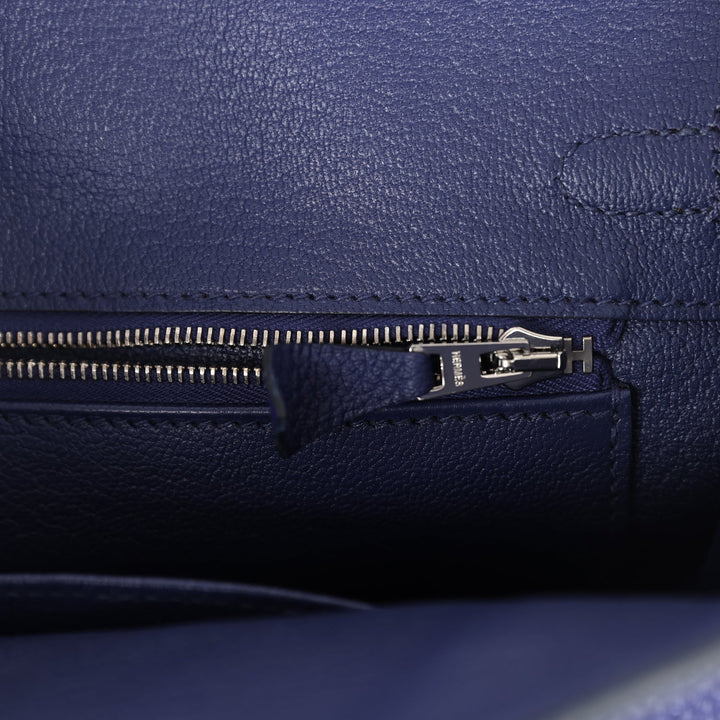 Hermes Birkin 25 Touch Bleu Encre Togo and Shiny Niloticus Crocodile Palladium Hardware