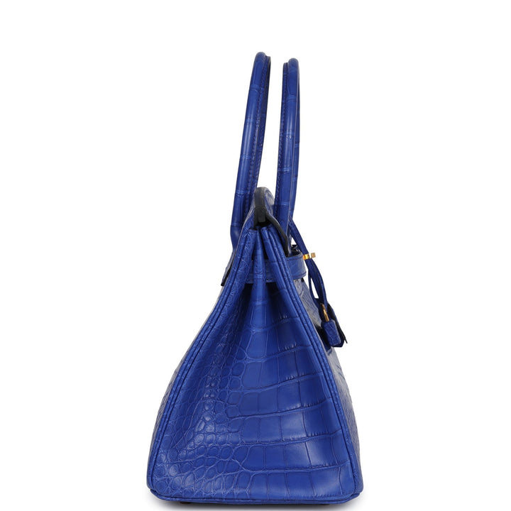 Hermes Birkin 30 Bleu Electric Matte Alligator Gold Hardware