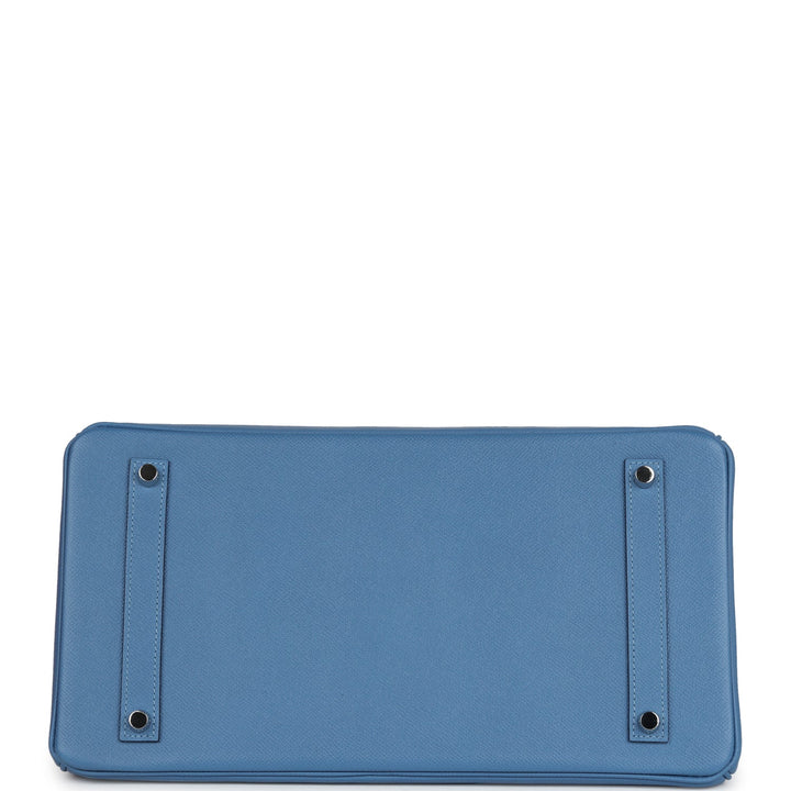 Hermes Birkin 35 Bleu Azur Epsom Palladium Hardware