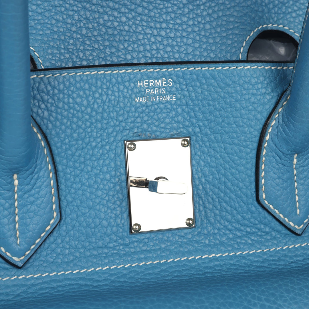 Hermes Shoulder Birkin 42 JPG Blue Jean Clemence Palladium Hardware