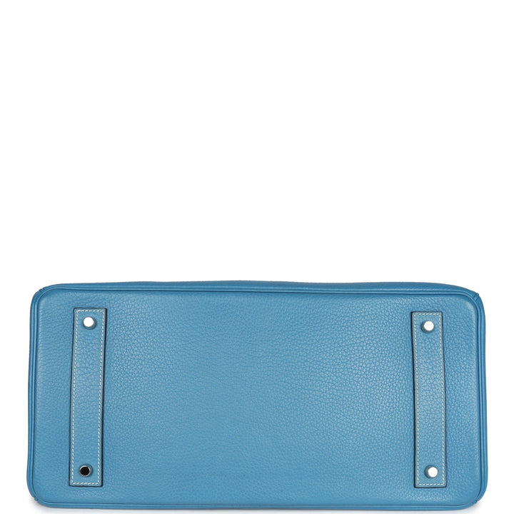 Hermes Shoulder Birkin 42 JPG Blue Jean Clemence Palladium Hardware