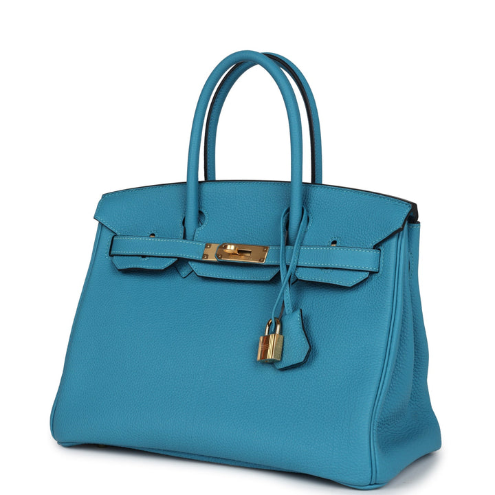 Hermes Birkin 30 Turquoise Togo Gold Hardware