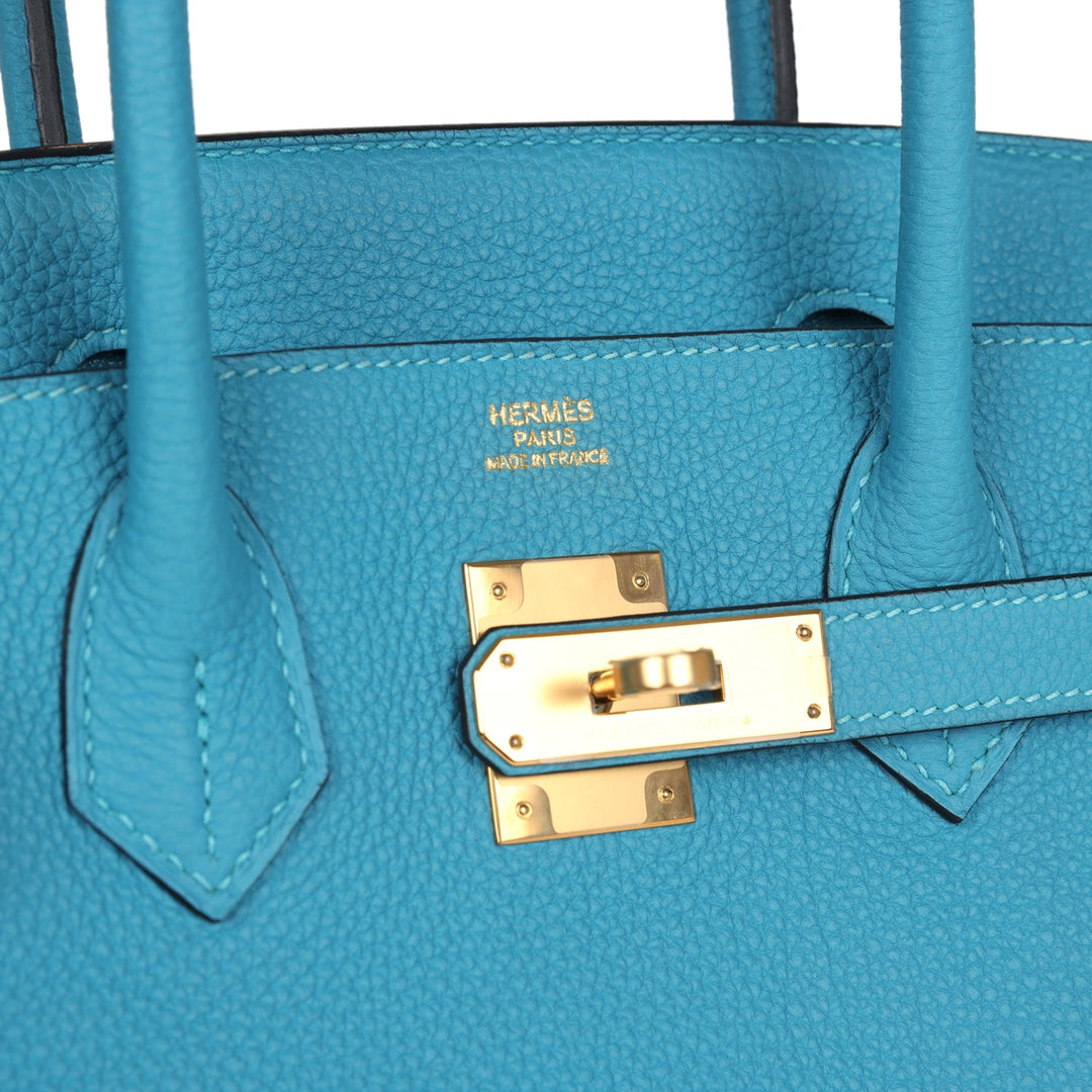 Hermes Birkin 30 Turquoise Togo Gold Hardware