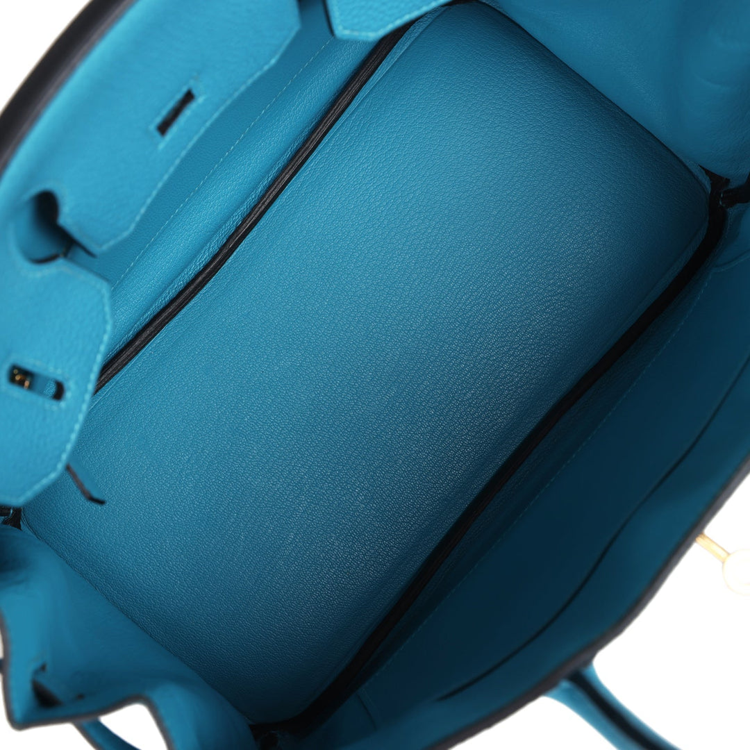 Hermes Birkin 30 Turquoise Togo Gold Hardware