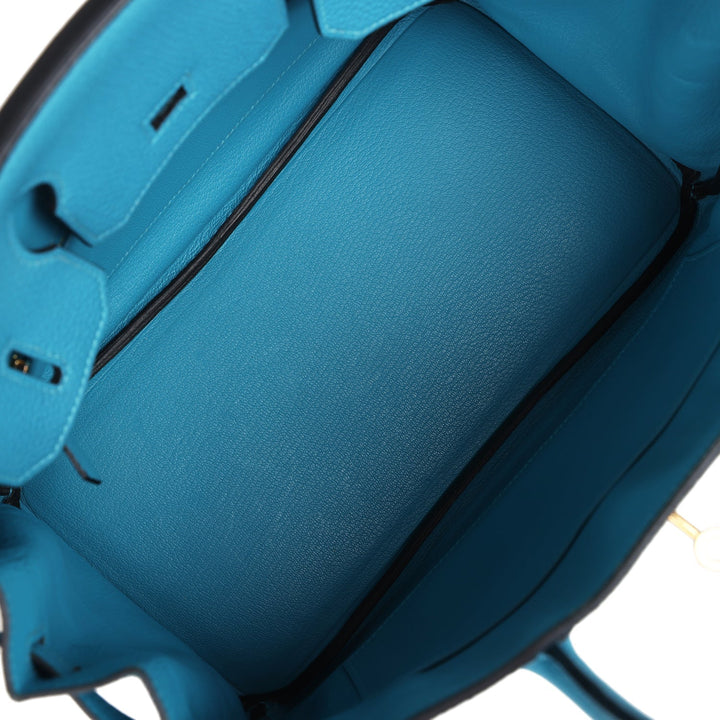 Hermes Birkin 30 Turquoise Togo Gold Hardware