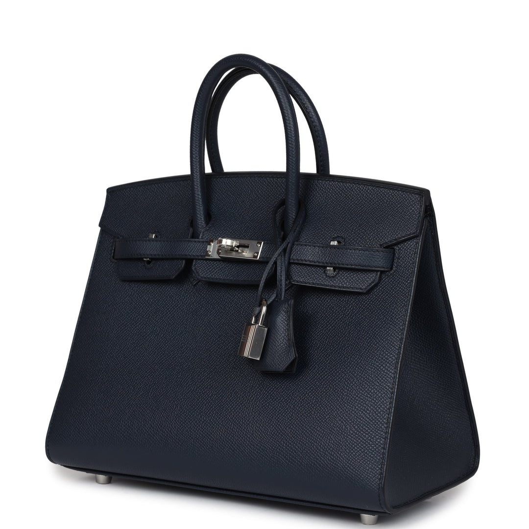 Hermes Birkin 25 Bleu Indigo Epsom Palladium Hardware