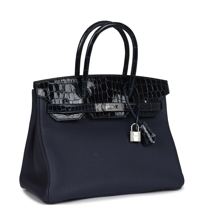 Hermes Birkin 30 Bleu Baltique Niloticus Crocodile and Bleu Nuit Togo Touch Palladium Hardware