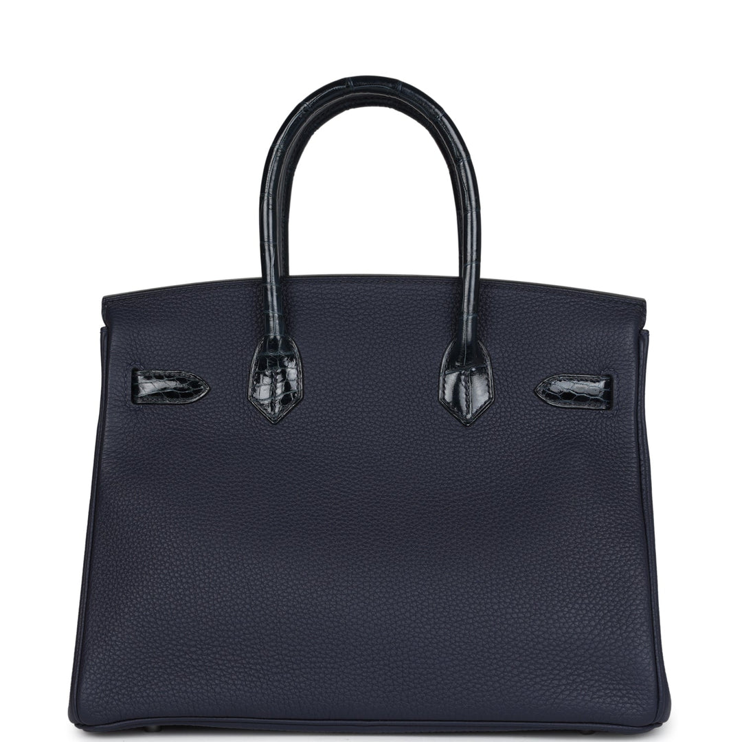 Hermes Birkin 30 Bleu Baltique Niloticus Crocodile and Bleu Nuit Togo Touch Palladium Hardware
