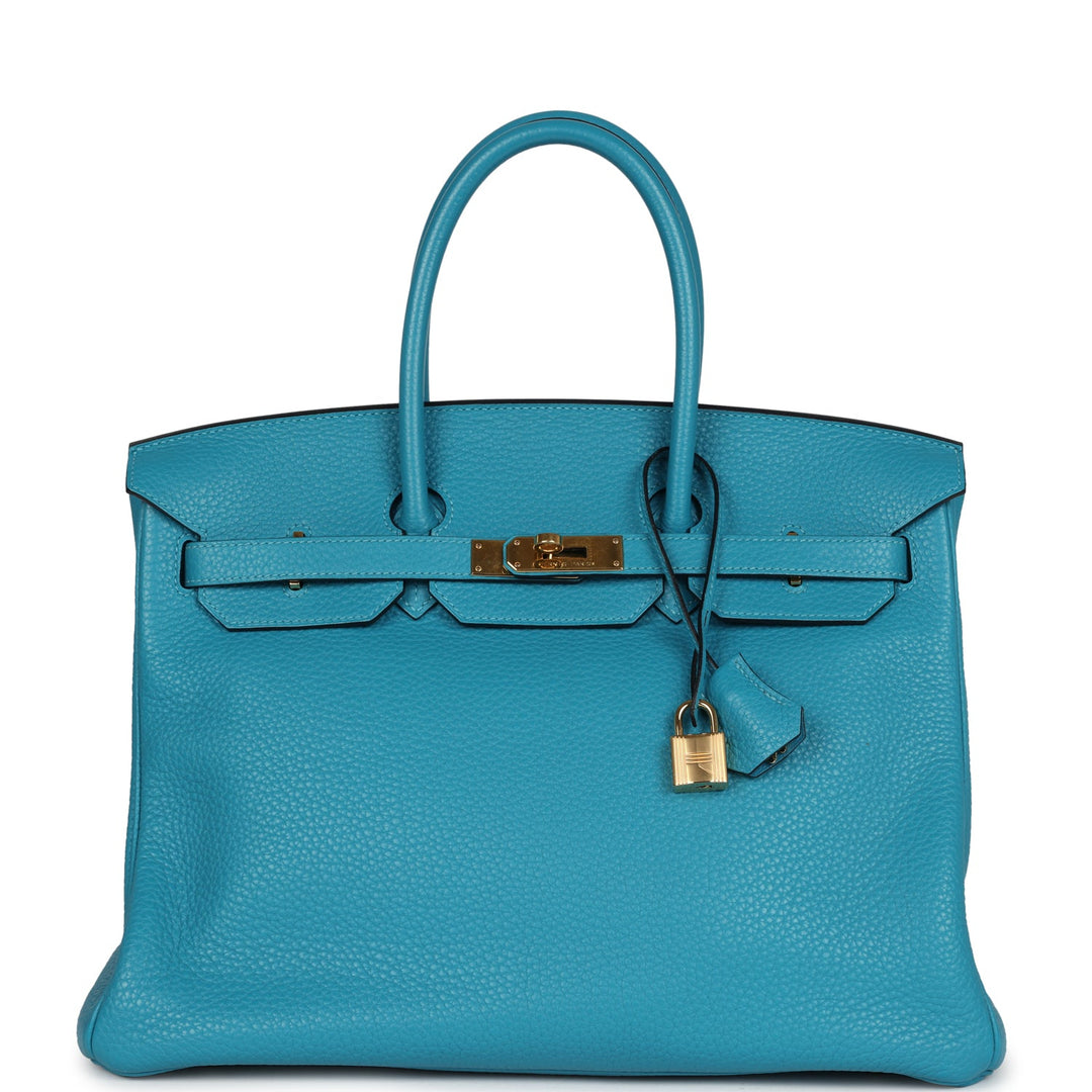 Hermes Birkin 35 Bleu Izmir Clemence Gold Hardware