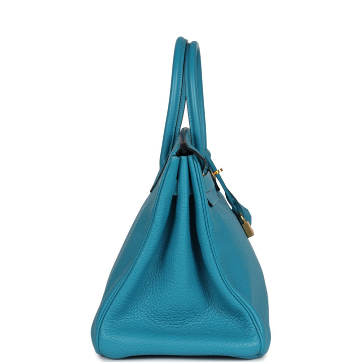 Hermes Birkin 35 Bleu Izmir Clemence Gold Hardware