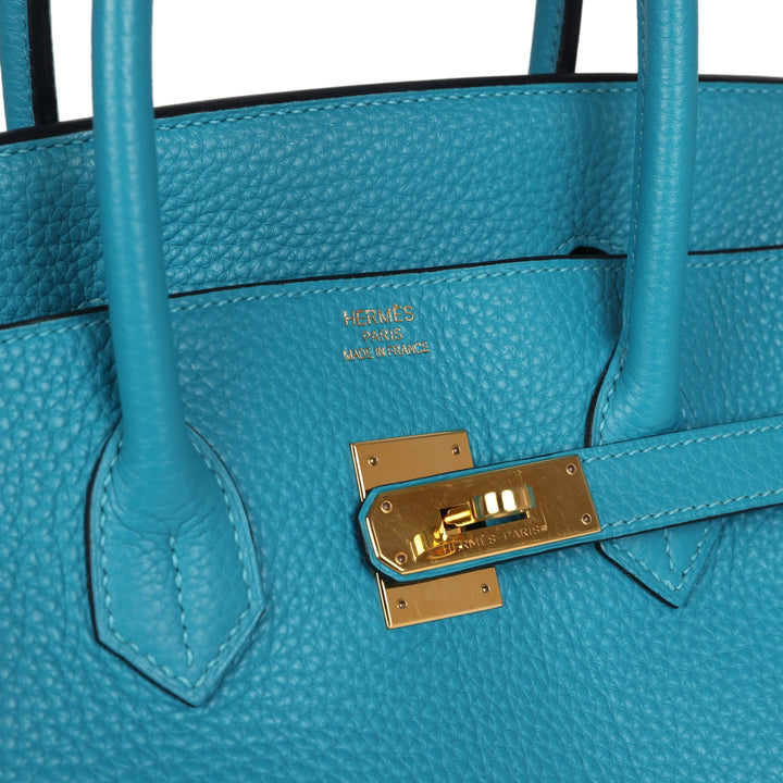 Hermes Birkin 35 Bleu Izmir Clemence Gold Hardware
