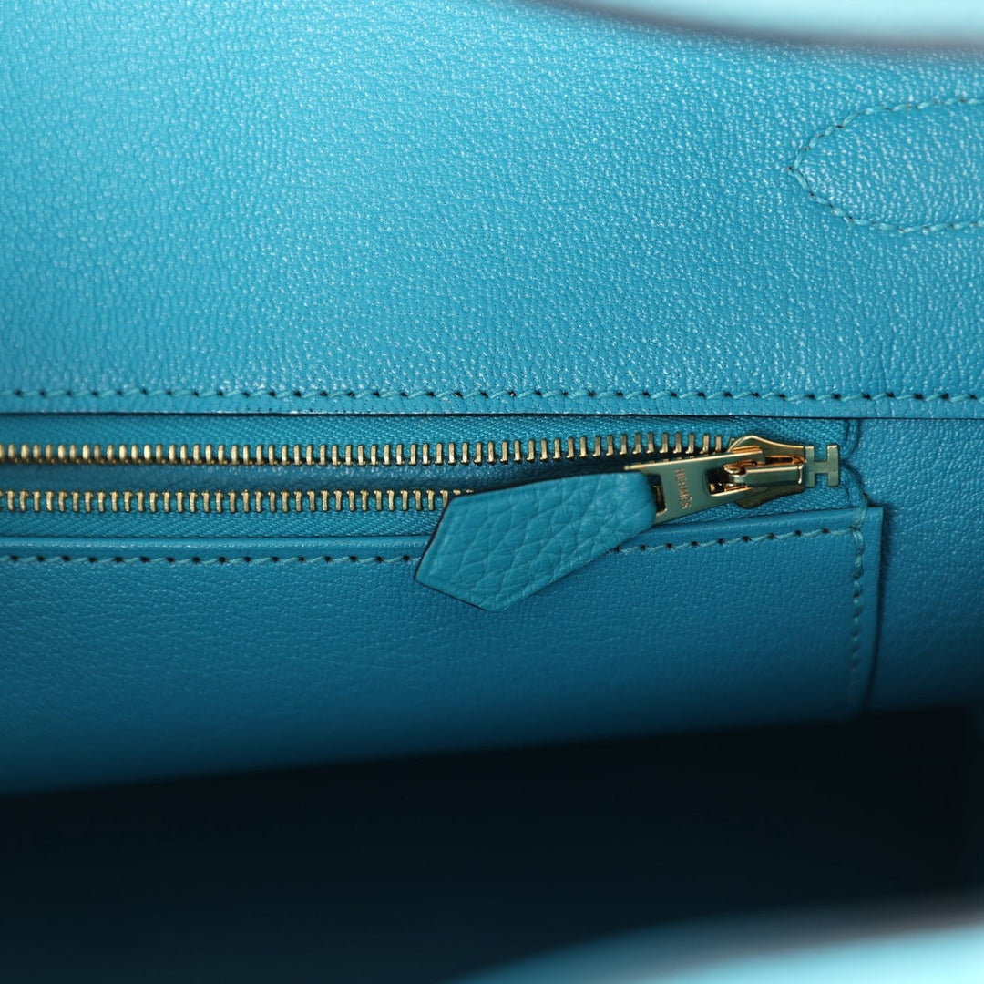 Hermes Birkin 35 Bleu Izmir Clemence Gold Hardware