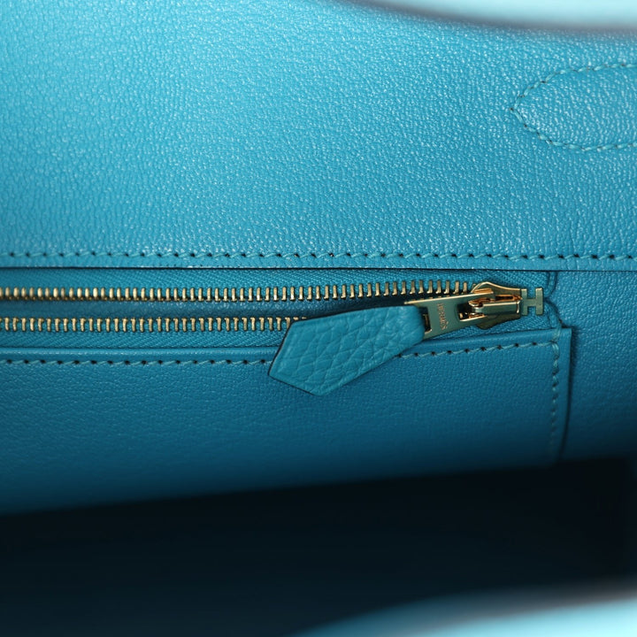 Hermes Birkin 35 Bleu Izmir Clemence Gold Hardware