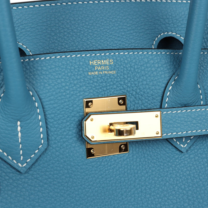 Hermes Birkin 30 Blue Jean Togo Gold Hardware