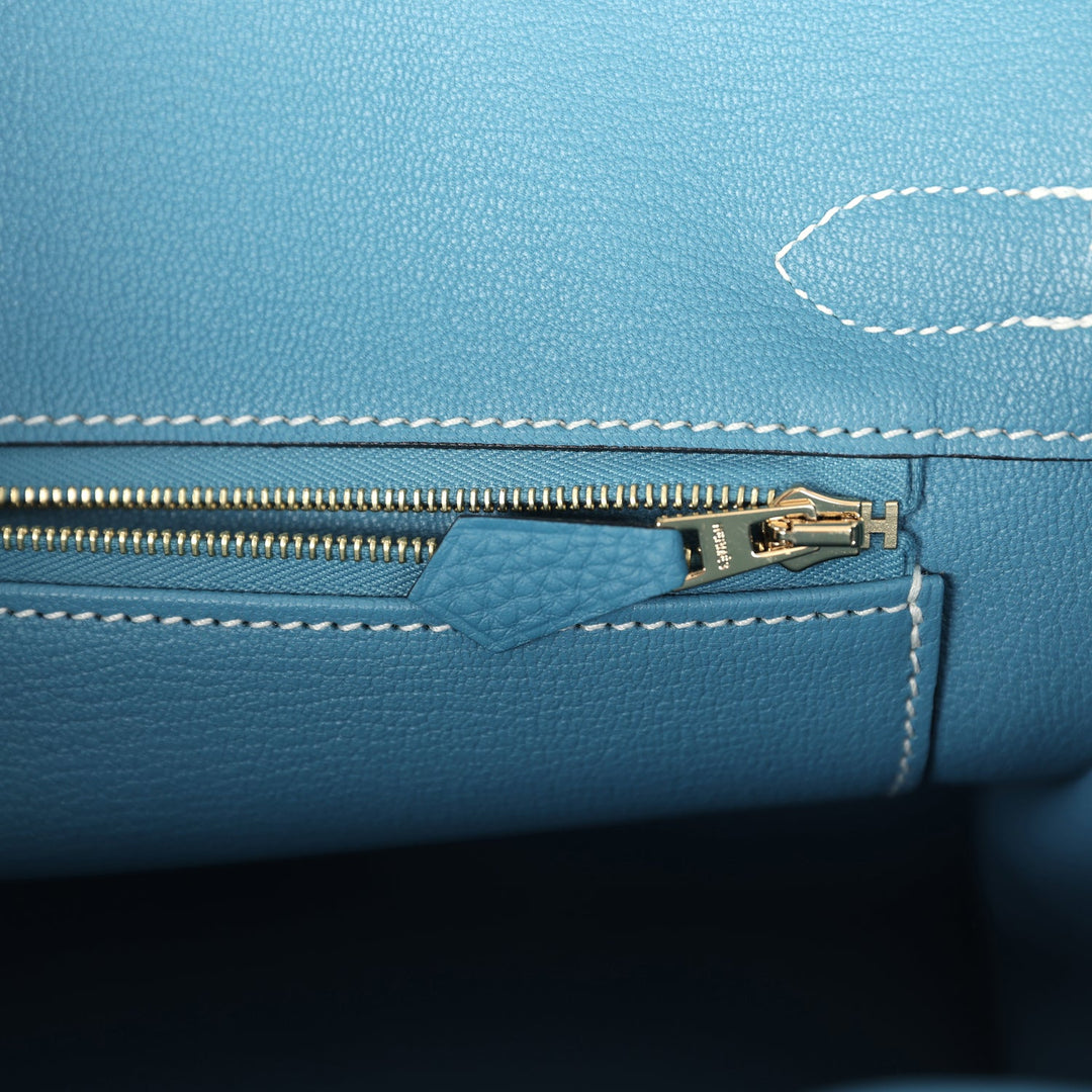 Hermes Birkin 30 Blue Jean Togo Gold Hardware