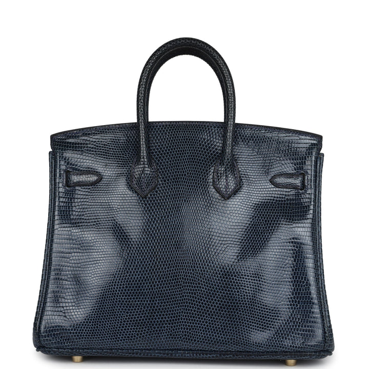 Hermes Birkin 25 Bleu De Malte Varanus Niloticus Lizard Gold Hardware