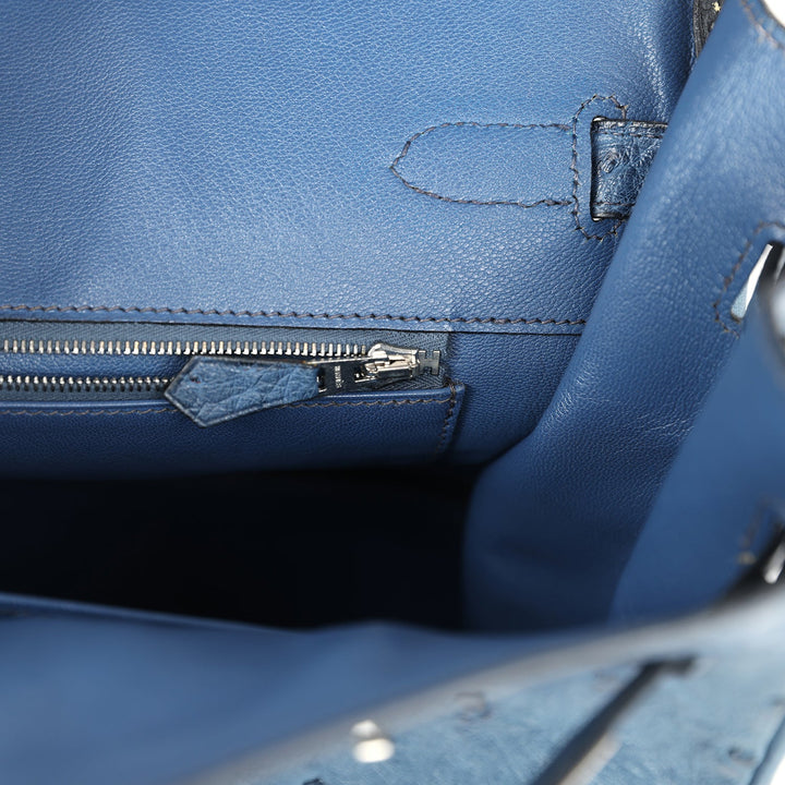 Hermes Birkin 35 Bleu Roi Ostrich Palladium Hardware