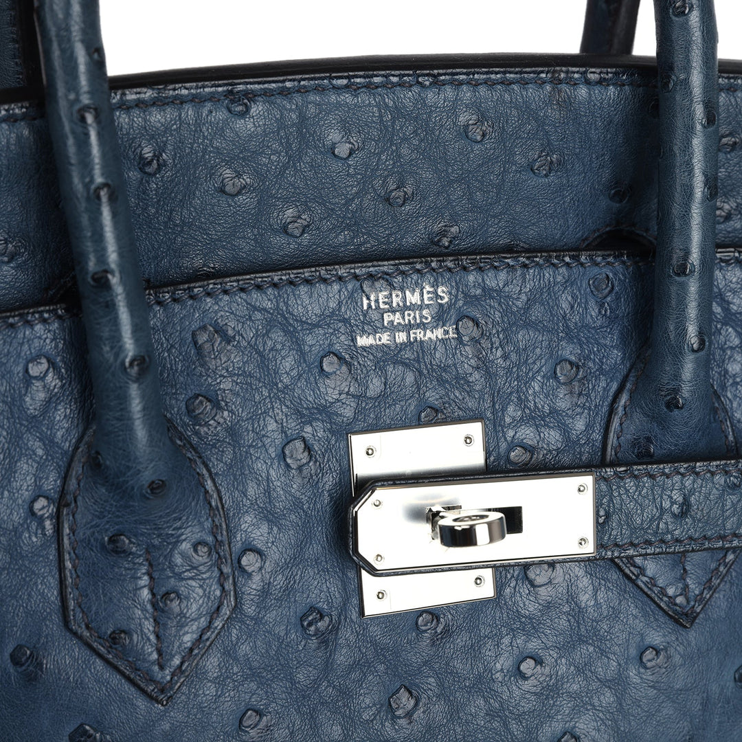 Hermes Birkin 35 Bleu Roi Ostrich Palladium Hardware