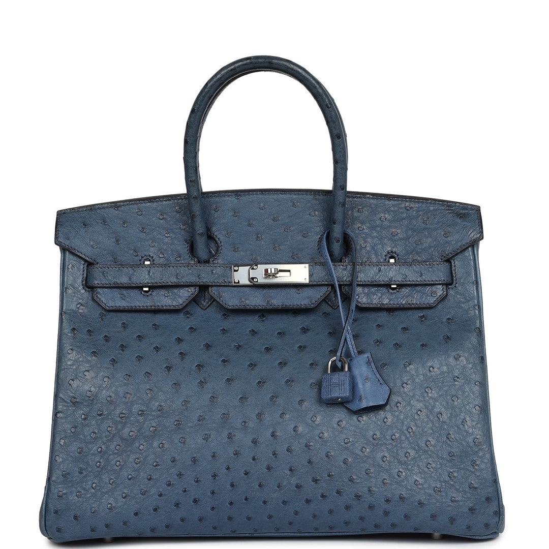 Hermes Birkin 35 Bleu Roi Ostrich Palladium Hardware