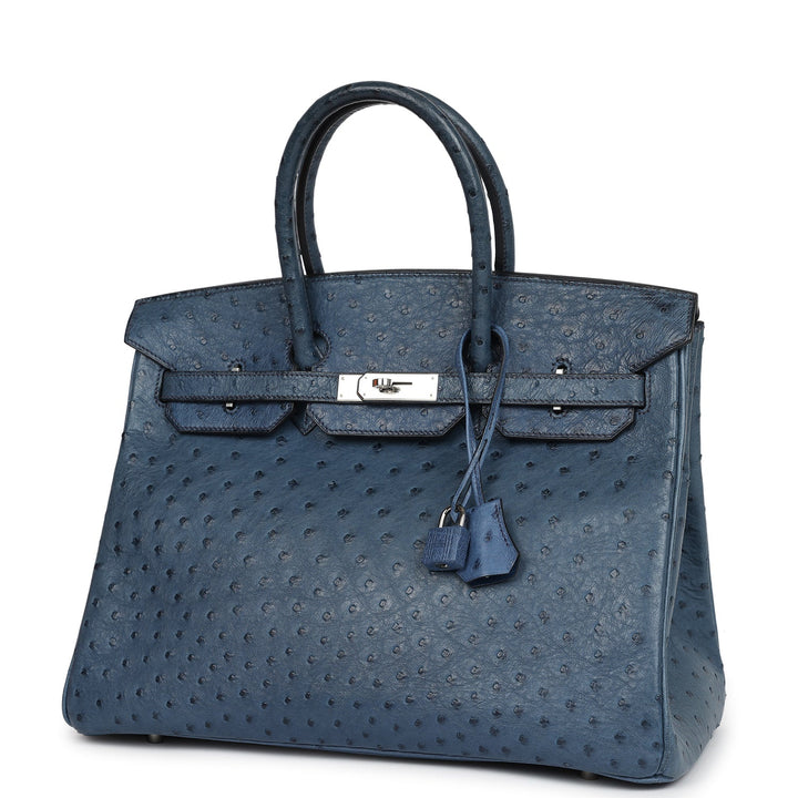 Hermes Birkin 35 Bleu Roi Ostrich Palladium Hardware
