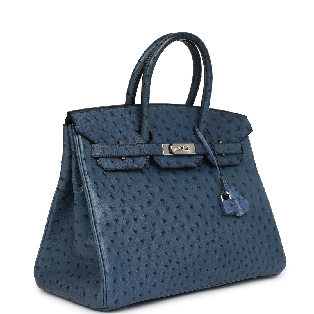 Hermes Birkin 35 Bleu Roi Ostrich Palladium Hardware