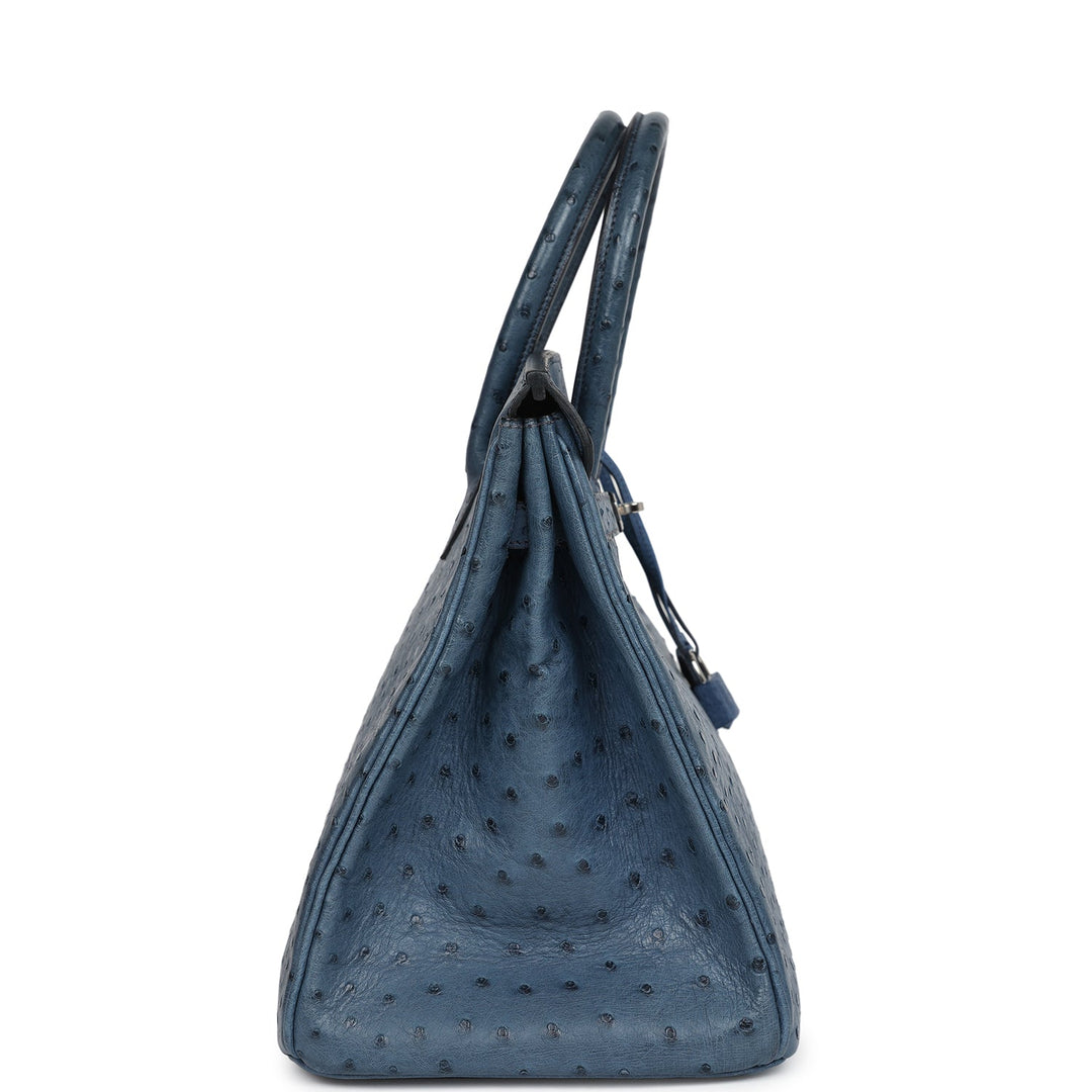 Hermes Birkin 35 Bleu Roi Ostrich Palladium Hardware
