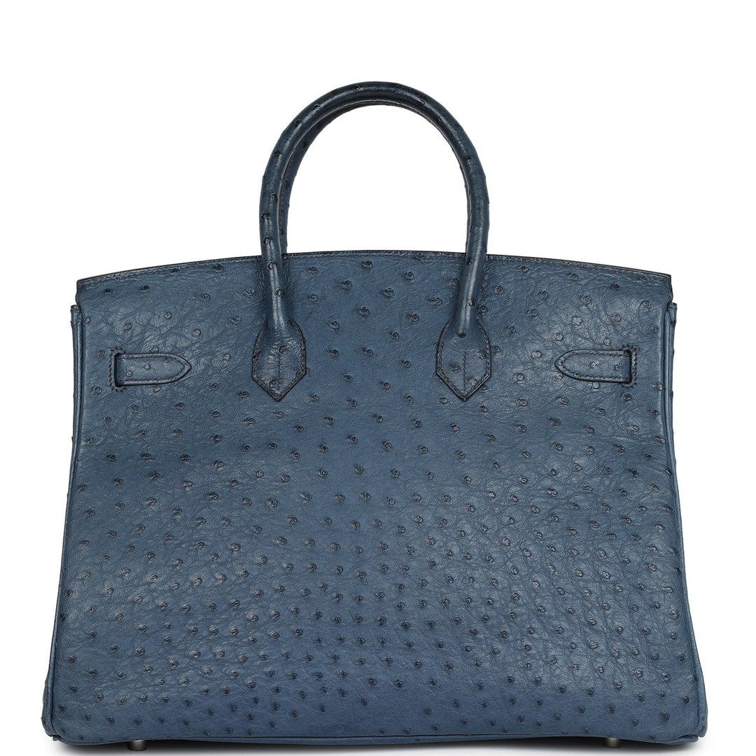 Hermes Birkin 35 Bleu Roi Ostrich Palladium Hardware