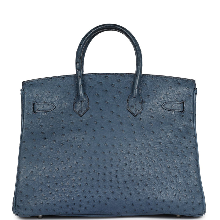 Hermes Birkin 35 Bleu Roi Ostrich Palladium Hardware