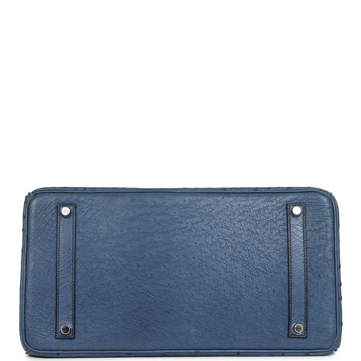 Hermes Birkin 35 Bleu Roi Ostrich Palladium Hardware