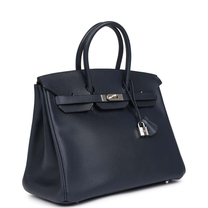Hermes Birkin 35 Bleu Indigo Vache Trekking Palladium Hardware