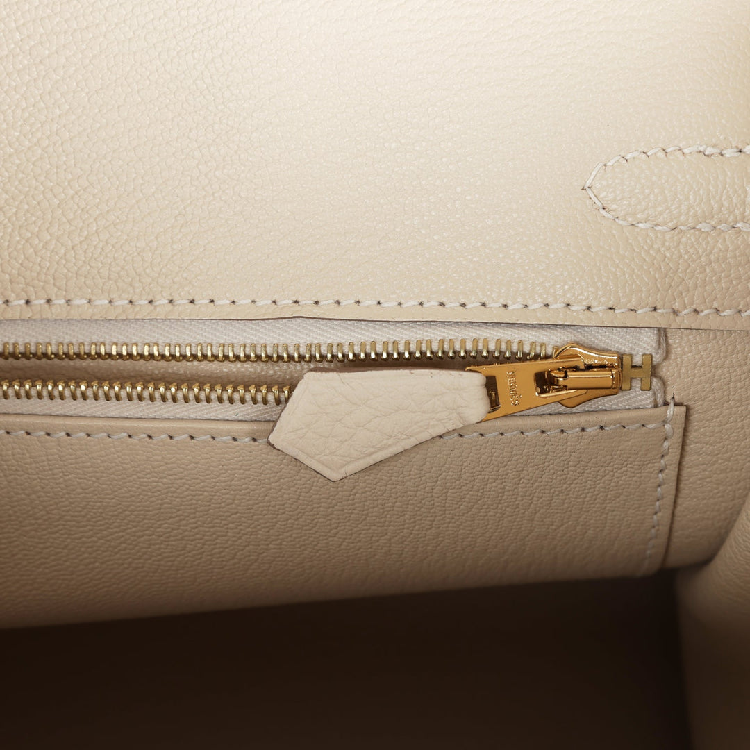 Hermes Birkin 25 Craie Togo Gold Hardware
