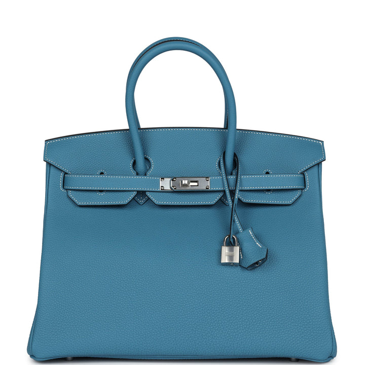 Hermes Birkin 35 Blue Jean Togo Palladium Hardware