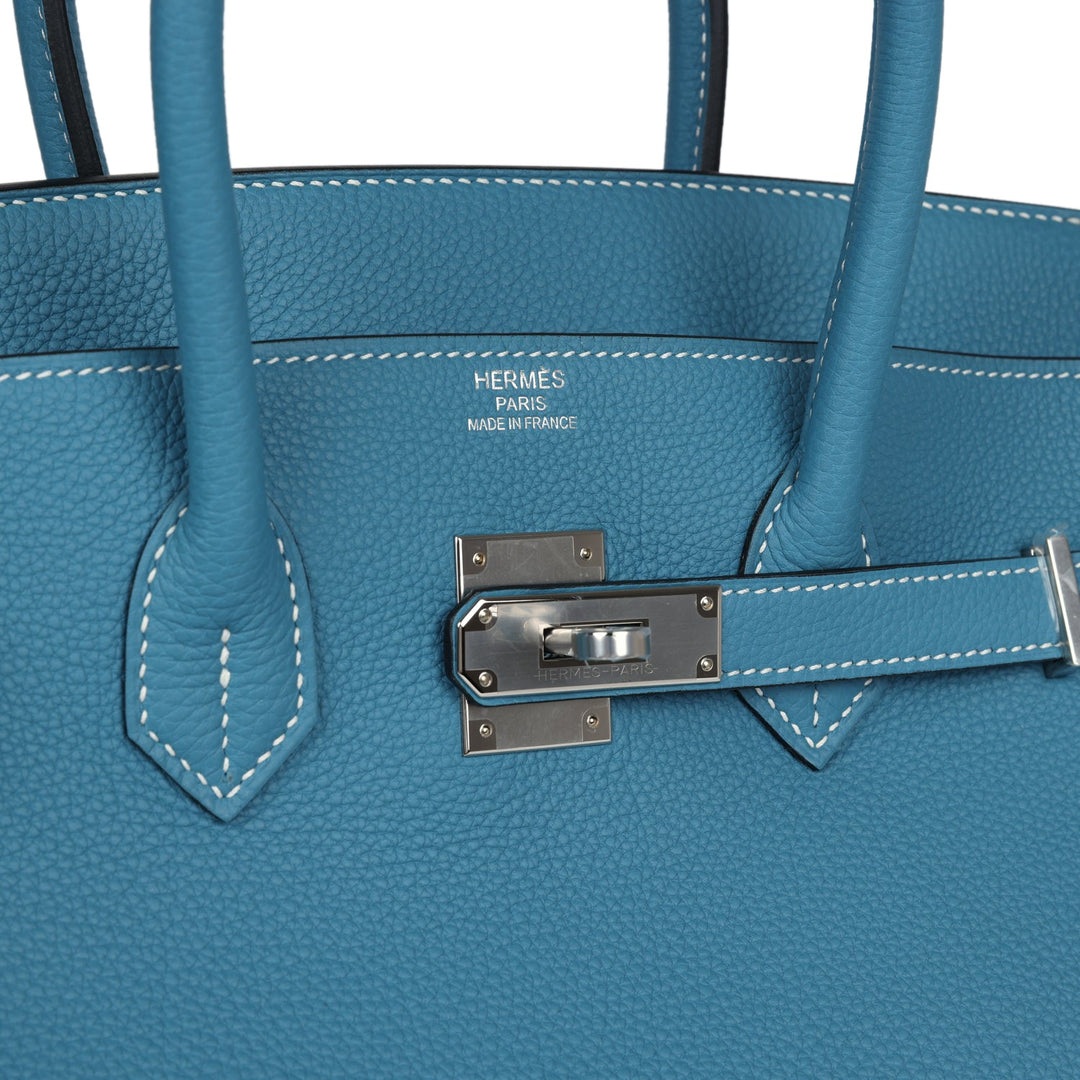 Hermes Birkin 35 Blue Jean Togo Palladium Hardware