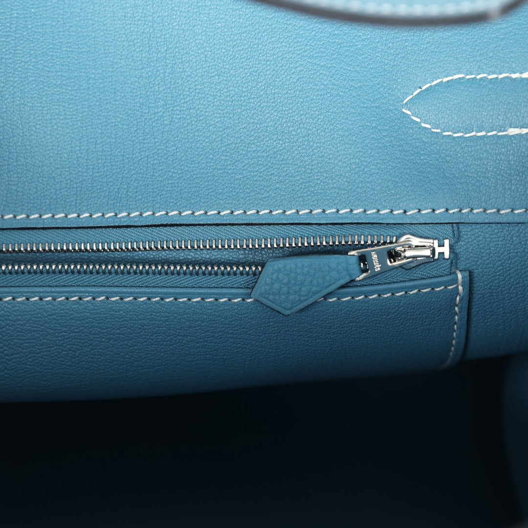 Hermes Birkin 35 Blue Jean Togo Palladium Hardware