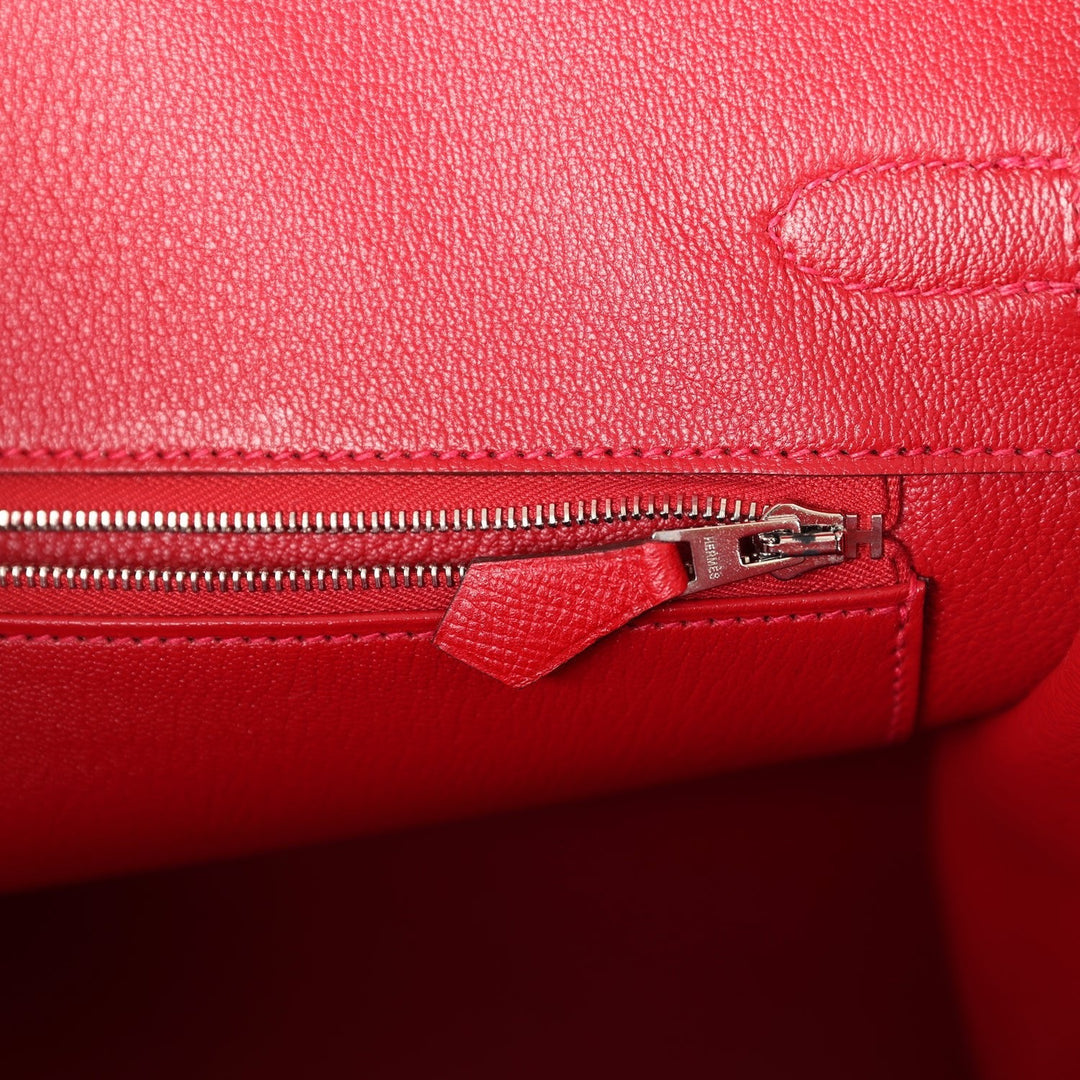 Hermes Birkin 35 Rouge Casaque Epsom Palladium Hardware